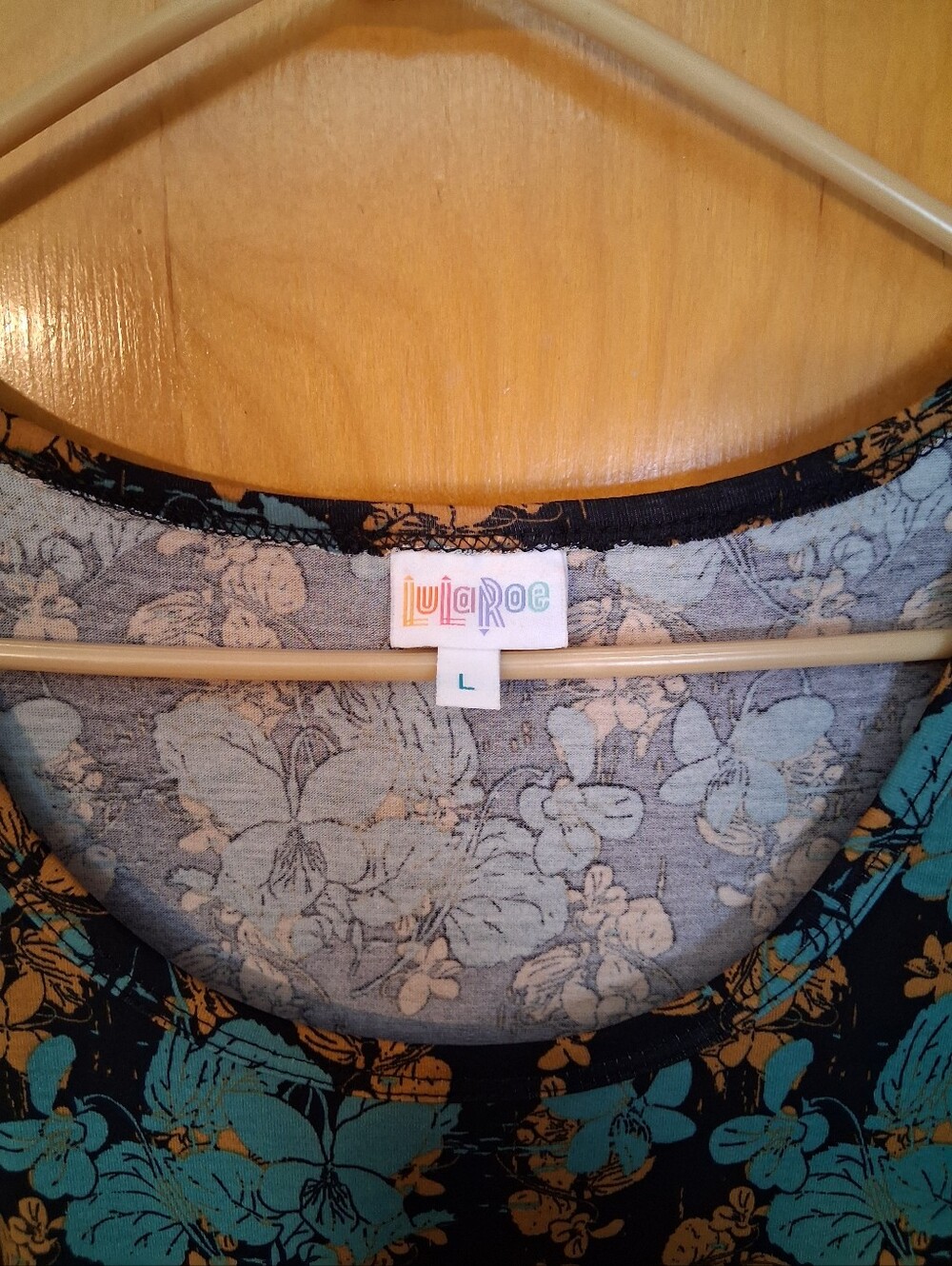 LuLaRoe Teal and Mustard Floral Maxi Dress - Picture 3 of 3